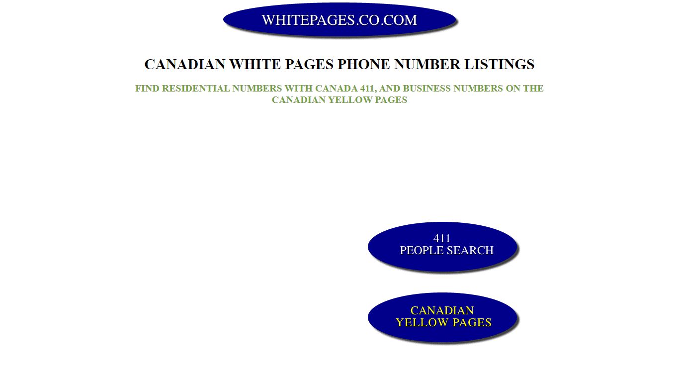 Canadian White Pages, Yellow Pages, Canada 411 - .co.com